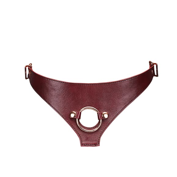 Кожаные трусы для страпона Liebe Seele Wine Red Strap on Harness, универсальный размер