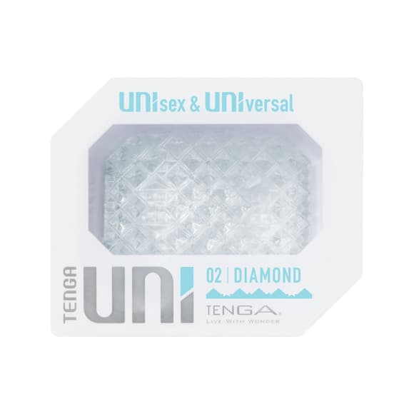 Унисекс-стимулятор Tenga UNI Diamond, белый, с зубчатым рельефом, лубрикант в комплекте