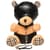 Плюшевый медвежонок HOODED Teddy Bear БДСМ в кожаном капюшоне с поводком, 23x16x12 см