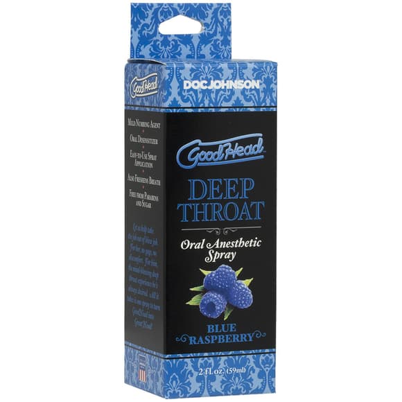 Розпродаж!!! Спрей для мінету Doc Johnson GoodHead DeepThroat Spray - Blue Raspberry 59 мл (термін 11.2025)