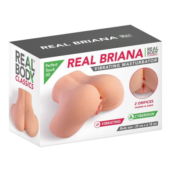 Мастурбатор-півторс з вібрацією Real Body Real Briana, вагіна та анус, 25х18 см