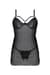 Пеньюар Passion DROSERA CHEMISE black, XXL/XXXL, мереживний ліф зі стрепами, трусики в комплекті