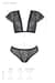 Комплект Passion LEAFA BIKINI black S/M, бюстгальтер-топ с рукавчиками, стринги-шортики с вырезом