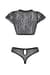 Комплект Passion LEAFA BIKINI black, XXL/XXXL, бюстгальтер-топ с рукавчиками, стринги-шортики с вырезом