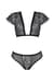 Комплект Passion LEAFA BIKINI black, XXL/XXXL, бюстгальтер-топ с рукавчиками, стринги-шортики с вырезом