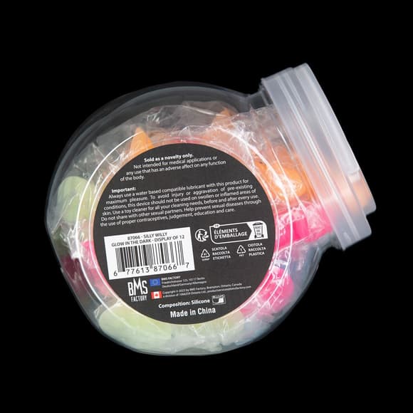 Набор фаллоимитаторов ADDICTION Silly Willy Glow in the Dark, 4 цвета, 12 шт, светятся в темноте