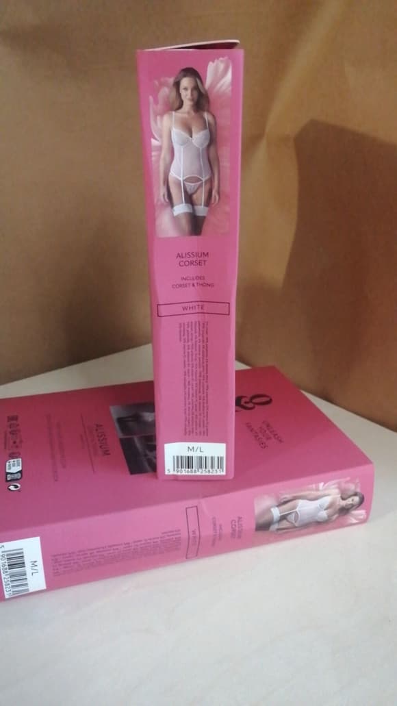 Корсет Obsessive Alissium corset & thong M/L (м'ята упаковка!!!)