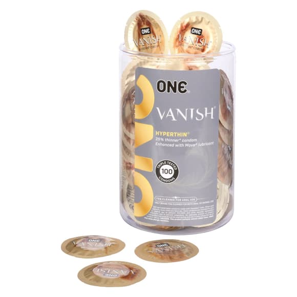 Набор презервативов ONE Vanish Hyperthin, 100 шт, ультратонкие, со смазкой, упаковка-тубус