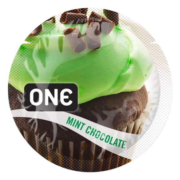 Ароматизированный презерватив ONE FlavorWaves Mint Chocolate, 1 шт, зеленый, запах мятного шоколада