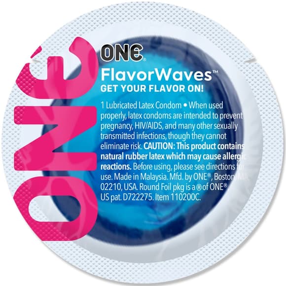 Ароматизований презерватив ONE FlavorWaves Fresh Mint, 1 шт, яскраво-синій, запах м’яти