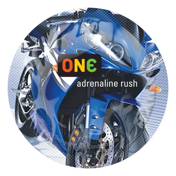 Презерватив ONE Color Sensations ONE adrenaline rush, 1 шт, синий, гладкий, со смазкой