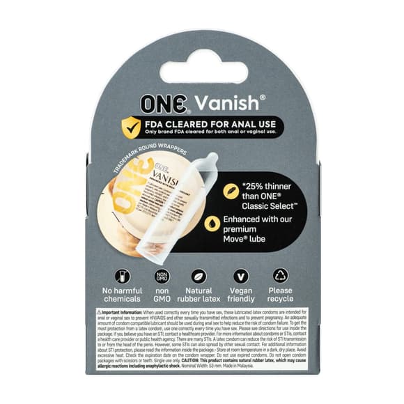 Презервативи ONE Vanish Hyperthin, 3 шт, ультратонкі, зі змазкою, картонне паковання
