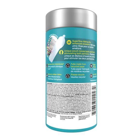 Презервативы ONE Pleasure Plus, 12 шт, с ребристым участком на конце, подарочная упаковка-тубус