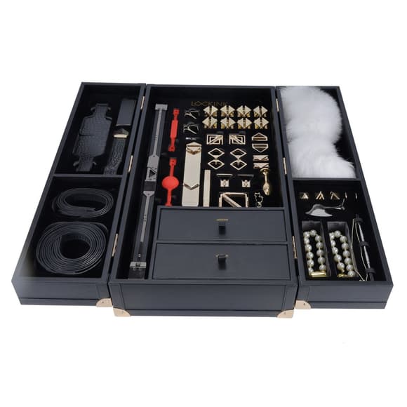 БДСМ-набор LOCKINK All-in-1 BDSM Play Kit, черный, кожа с тиснением, предметы для бондажа, шибари, ваксплея