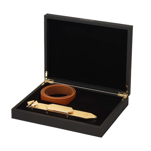 Регульована шльопалка LOCKINK Adjustable Slapper for Impact Play, коричнева, натуральна шкіра