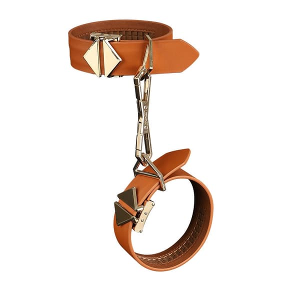 Фиксаторы для рук и ног LOCKINK Wristcuffs/Anklecuffs, коричневые, натуральная кожа