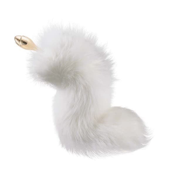 Металлическая анальная пробка с меховым хвостом LOCKINK SEVANDA White Fox-Tail Anal Rose-shape Plug