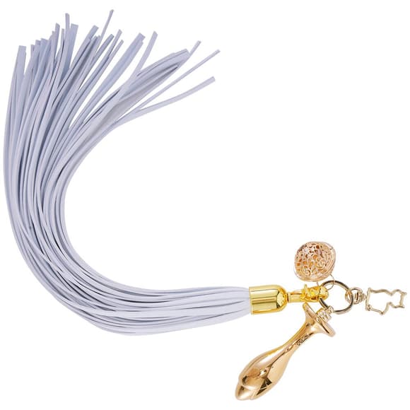 Анальна пробка з флогером LOCKINK SEVANDA White Pony-Tail Anal Rose-shape Plug