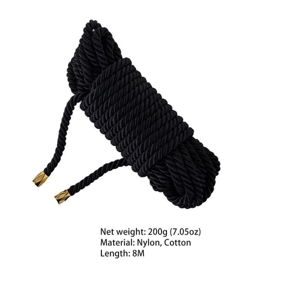 Мотузка для шибарі LOCKINK SEVANDA Shibari Pratice Rope, чорна, 8 м, нейлон+бавовна