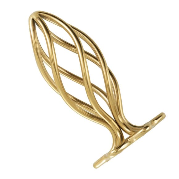 Металлическая анальная пробка LOCKINK SEVANDA Hollow Spiral Golden, S, золотистая, диаметр 2,6 см