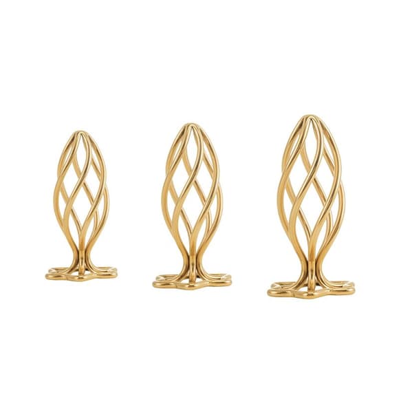 Металлическая анальная пробка LOCKINK SEVANDA Hollow Spiral Golden, M, золотистая, диаметр 3 см