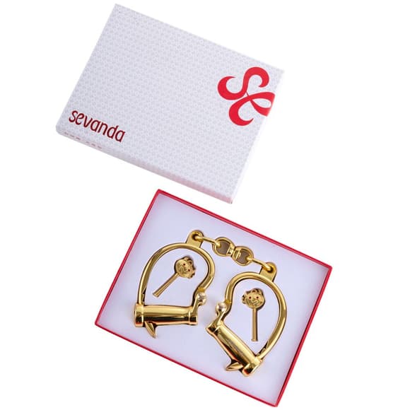 Наручники LOCKINK Love-slave Handcuffs, золотисті, металеві, у формі стремен