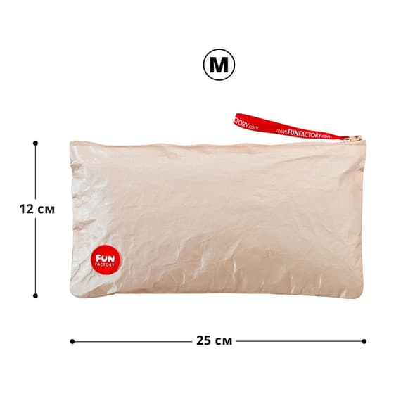 Сумка для секс-іграшок Fun Factory TOYBAG M, золотиста, на блискавці, 25x12 см 