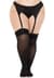 Панчохи Leg Avenue Lace top opaque thigh highs, 1X/2X, чорні, напівпрозорі, мереживна резинка