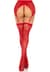 Комплект Leg Avenue Lace thigh highs & garterbelt, One Size, червоний, панчохи та пояс з пажами