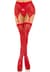 Комплект Leg Avenue Lace thigh highs & garterbelt, One Size, червоний, панчохи та пояс з пажами