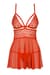 Бебі-дол Obsessive 838-BAB-3 babydoll & thong, L/XL, червоний, мереживний ліф, стрінги в комплекті