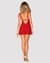 Бебі-дол Obsessive Elianes babydoll & thong, XS/S, червоний, мереживний ліф, трусики-танга в наборі