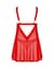 Бебі-дол Obsessive Elianes babydoll & thong, XL/2XL, червоний, мереживний ліф, трусики-танга в наборі