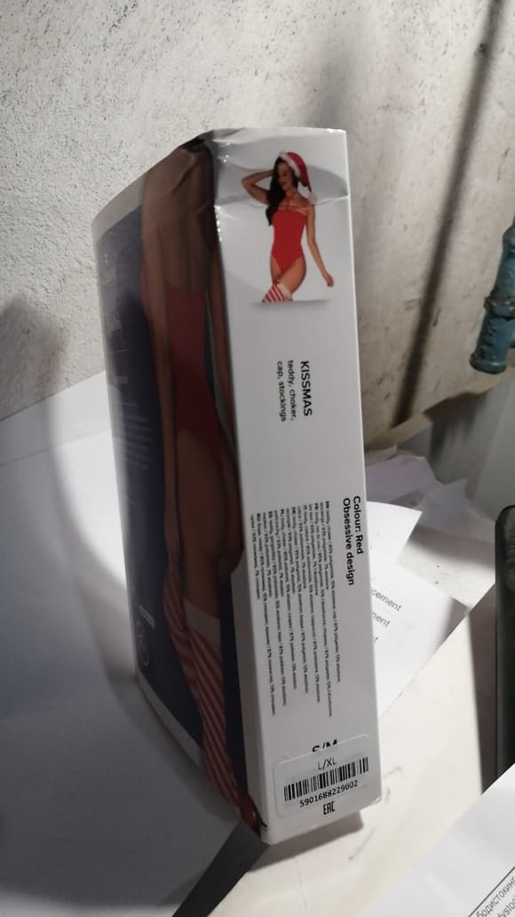 Боди Obsessive Kissmas teddy red L/XL (мятая упаковка!!!)