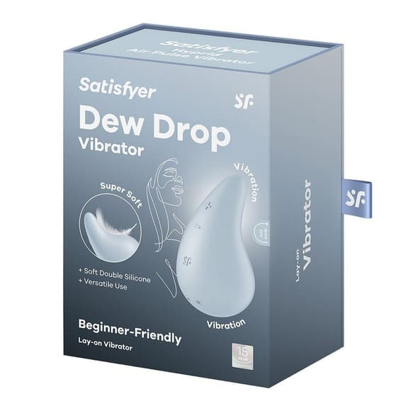 Вібратор для зовнішньої стимуляції Satisfyer Dew Drop Blue, 2 мотори, 12 режимів, м’який корпус