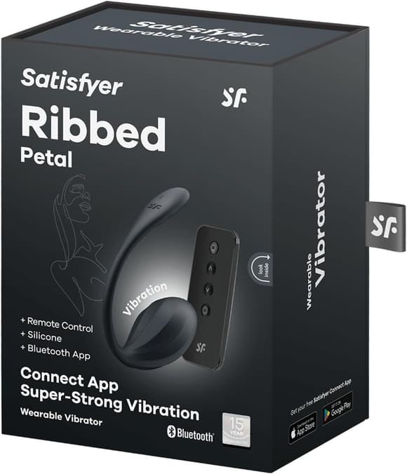 Віброяйце Satisfyer Ribbed Petal Connect App Black