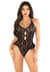 Боді Leg Avenue Lace Floral Lace Halter Teddy with Flutter Accent One Size, Black