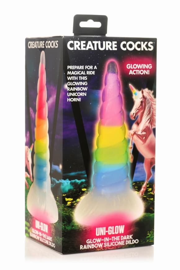Фэнтезийный фаллоимитатор Creature Cocks Luminescent Rainbow Silicone Dildo