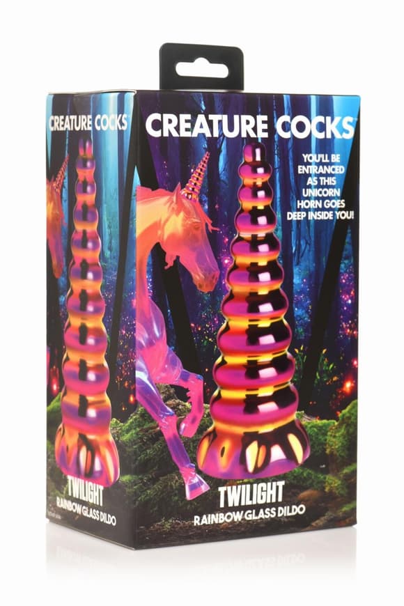 Фэнтезийный фаллоимитатор Creature Cocks Twilight Rainbow Glass Dildo