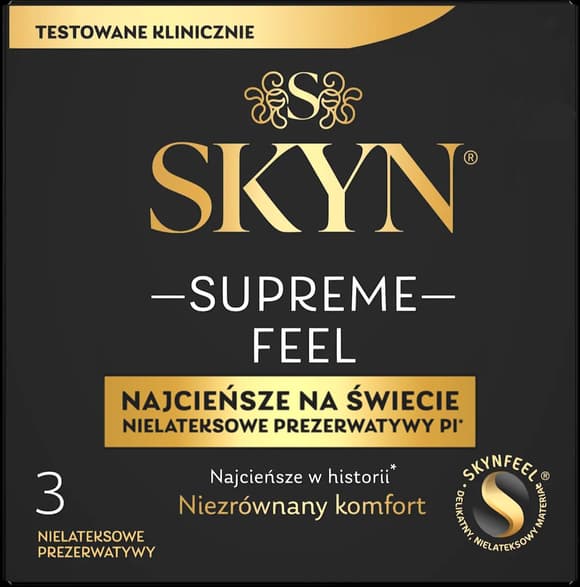 Ультратонкие безлатексные презервативы SKYN Supreme Feel 3 шт, 0,035 мм, естественная текстура кожи