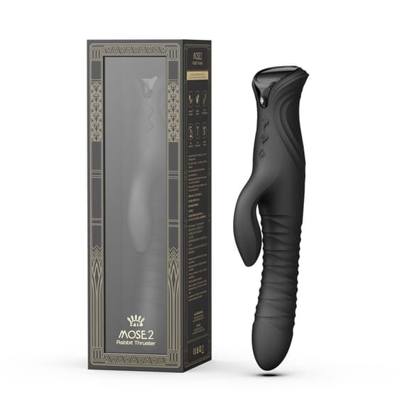 Смарт пульсатор-кролик с вибрацией Zalo Mose 2 Obsidian Black, подогрев до 42 °C, кристалл Swarovski