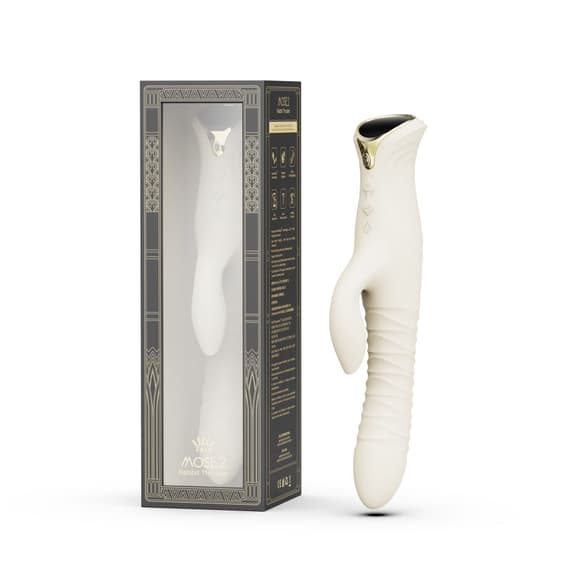 Смарт пульсатор-кролик с вибрацией Zalo Mose 2 Ivory White, подогрев до 42 °C, кристалл Swarovski