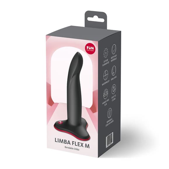 Фалоімітатор Fun Factory LIMBA FLEX M Black, гнучкий, з ефектом пам’яті, підходить для точки G