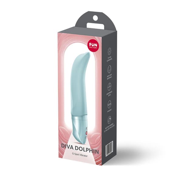 Вибратор для точки G Fun Factory Diva Dolphin Ice Blue, 10 режимов работы, на батарейках