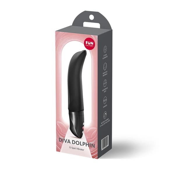 Вибратор для точки G Fun Factory Diva Dolphin Black, 10 режимов работы, на батарейках