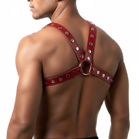 Мужская портупея Art of Sex - Spartacus, экокожа, цвет красный, размер L-2XL