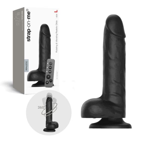 Фаллоимитатор с вибрацией и ротацией Strap-On-Me Rotating & Vibrating Realistic Dildo - L - Black
