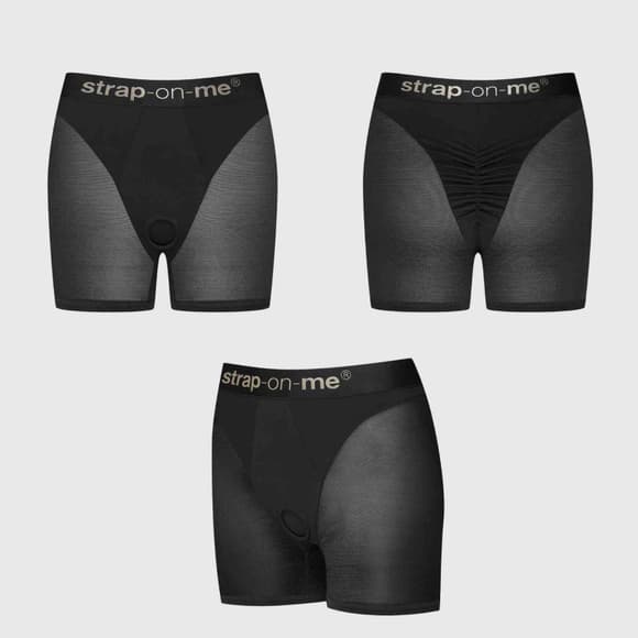 Шорты с фиксацией дилдо Strap-On-Me Harness Lingerie Halo - L - Black