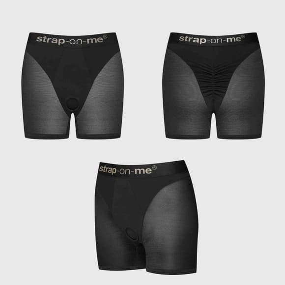 Шорты с фиксацией дилдо Strap-On-Me Harness Lingerie Halo - XL - Black