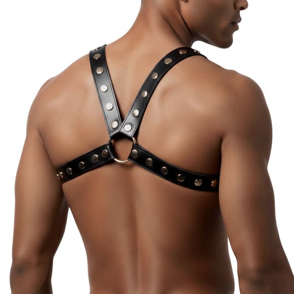 Мужская портупея Art of Sex - Spartacus, экокожа, цвет черный, размер L-2XL